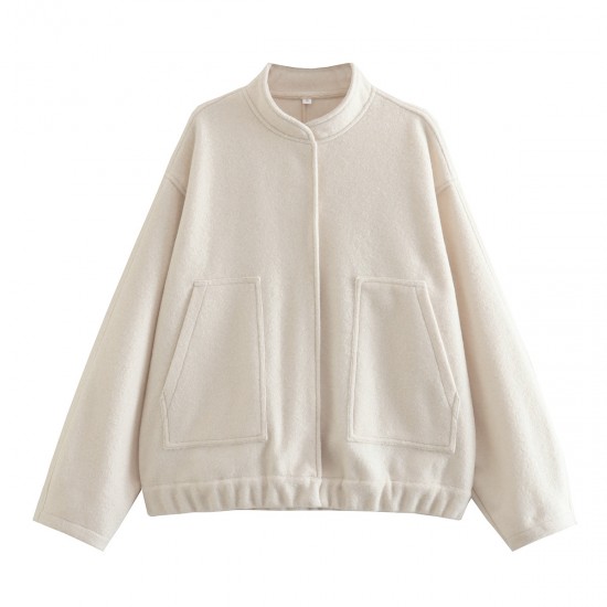 New EU-US 15-Color Loose Casual Jacket - Street Y2K Stand Collar Hidden Button Coat for Women