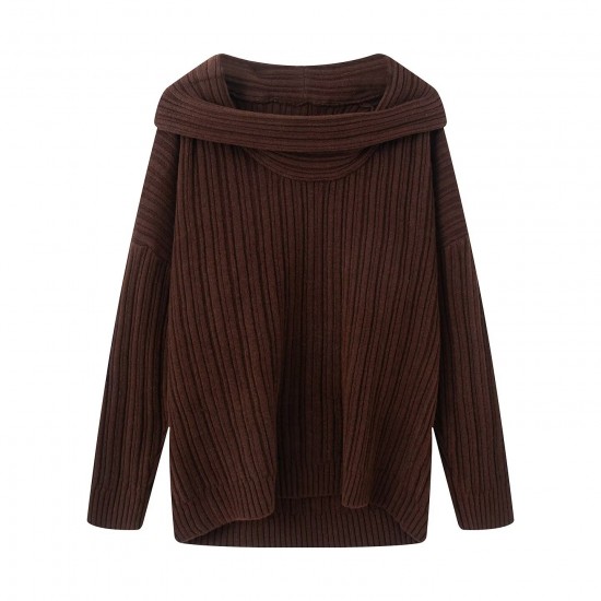 Women's Autumn EU-US Style Off-Shoulder Loose Casual Pullover Knit Sweater