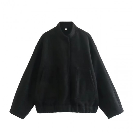 New EU-US 15-Color Loose Casual Jacket - Street Y2K Stand Collar Hidden Button Coat for Women