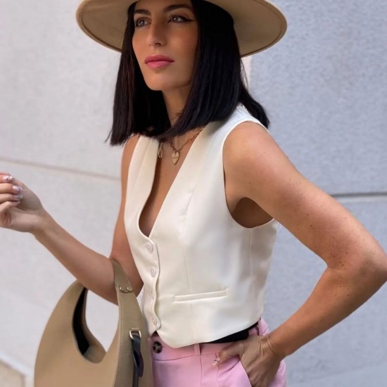 15-Color Y2K Women's Summer EU-US Style Casual Slim Sleeveless Crop Vest Top