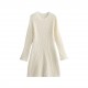 New Spring Autumn Women's EU-US Style Fashion Ribbed Knit Dress