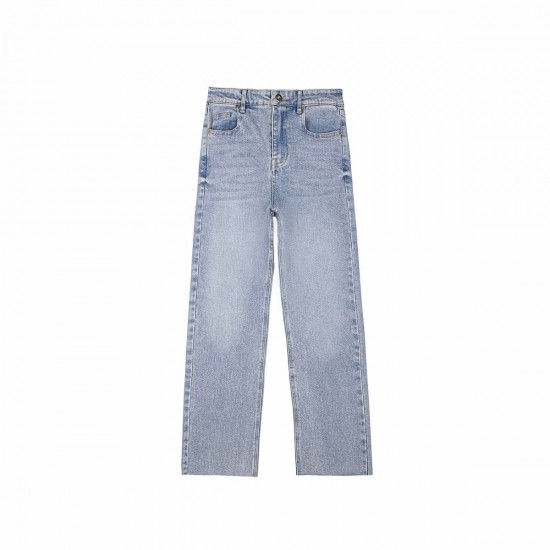 Women's Autumn EU-US Style Rivet-Detail Vintage Washed Flared Denim Pants