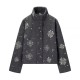 Women's Winter EU-US Style Printed Sequin-Detail Wool Blend Jacket