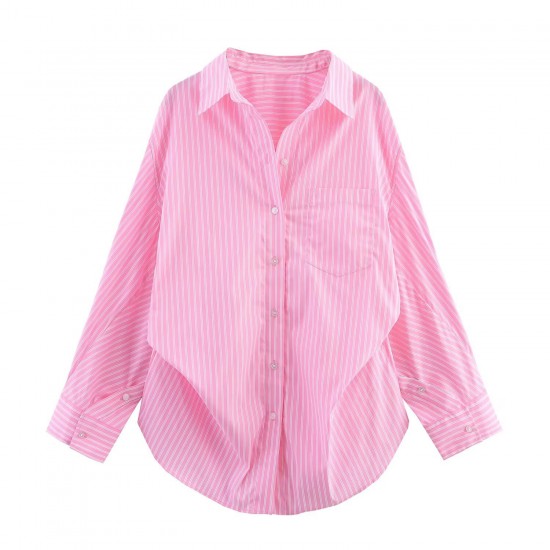 Women's Autumn EU-US Style Waist Cinched Long Sleeve Lapel Blouse