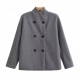 Women's New Autumn Winter Fashion Elegant Loose V-Neck Double-Breasted Wool Blend Coat