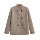 Women's New Autumn Winter Fashion Elegant Loose V-Neck Double-Breasted Wool Blend Coat