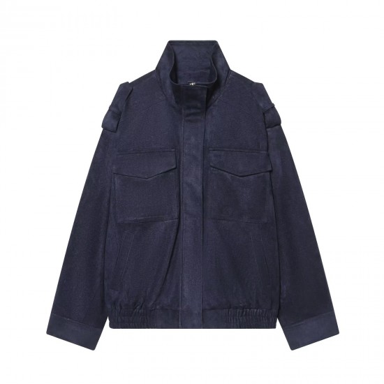 Women's Autumn EU-US Style Stand Collar Long Sleeve Suede Texture Baseball Jacket