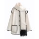Women's New Autumn Winter Solid Color Fashion Chanel-Style Scarf-Detail Wool Blend Jacket