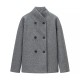 Women's New Autumn Winter Fashion Elegant Loose V-Neck Double-Breasted Wool Blend Coat