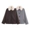 Women's Autumn Winter EU-US Style Detachable Faux Fur Collar Wool Blend Jacket