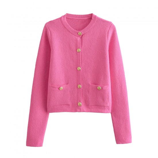 Women's New Spring Autumn Button-Detail Knit Cardigan - Chanel-Style Sweater