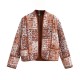 New Autumn Women's Fashion Printed Loose Casual Short Quilted Padded Jacket Cardigan
