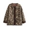 Women's Autumn Winter American Leopard Print Casual Loose Long Sleeve Jacket