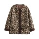Women's Autumn Winter American Leopard Print Casual Loose Long Sleeve Jacket