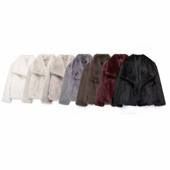 Women's Winter EU-US Fashion Elegant Celebrity Style Faux Fur Coat