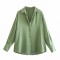 Women's EU-US Style Multi-Color Satin Texture Drapey Long Sleeve Blouse