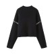 Women's Autumn Crew Neck Knit Sweater - Warm Versatile Chic Color Block Patchwork Jumper