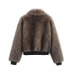 Women's Winter EU-US Style Lapel Long Sleeve Faux Fur Patchwork Jacket