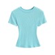 Women's Summer EU-US Kardashian Style Sexy Crew Neck Short Sleeve T-Shirt - Skims Inspired Solid Basic Ribbed Top