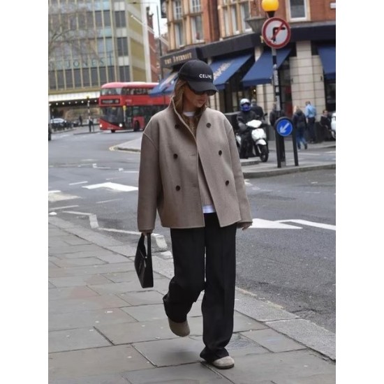 Women's New Autumn Winter Fashion Elegant Loose V-Neck Double-Breasted Wool Blend Coat