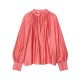 Women's 2026 Spring EU-US Style V-Neck Long Sleeve Solid Color Blouse