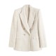 American Women's 4-Color Textured Double-Breasted Mid-Length Blazer - Versatile New Autumn Style