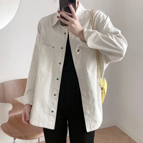 New Spring Autumn EU-US Women's Urban Casual Washed Denim Shirt Jacket