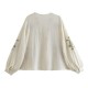 Y2K Women's Summer EU-US Style Loose Cotton Embroidered Blouse