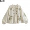 Y2K Women's Summer EU-US Style Loose Cotton Embroidered Blouse
