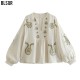 Y2K Women's Summer EU-US Style Loose Cotton Embroidered Blouse