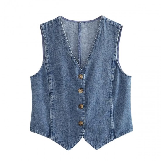 Y2K New Summer EU-US Style Women's Denim Vest Top