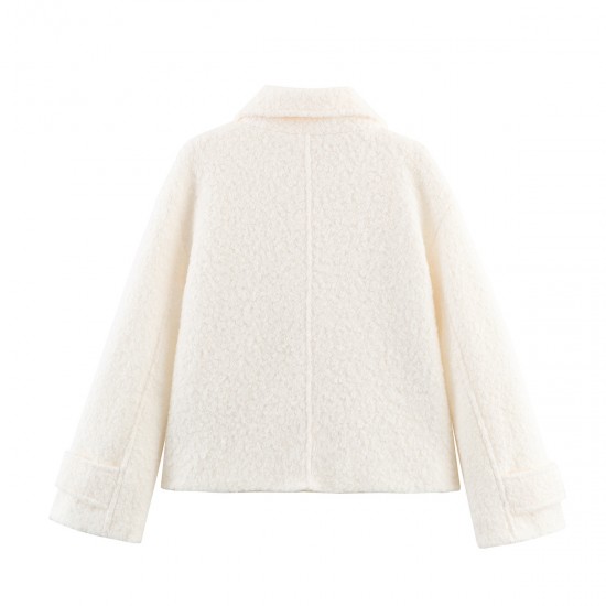 Women's Autumn Winter EU-US Style Lapel Long Sleeve Double-Breasted Wool Blend Coat