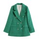 American Women's 4-Color Textured Double-Breasted Mid-Length Blazer - Versatile New Autumn Style