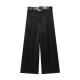 Women's 2026 Spring Summer EU-US Style Fashion Versatile Belted Satin Texture Wide-Leg Pants