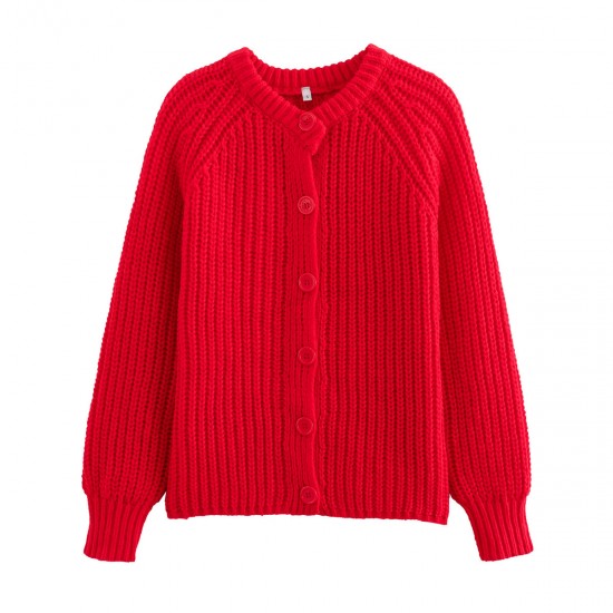 Women's Y2K EU-US Style New Autumn Solid Color Long Sleeve Knit Sweater Cardigan