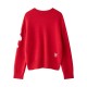 Autumn Golden Scale Floral Contrast Jacquard Embroidered Knit Sweater for Women