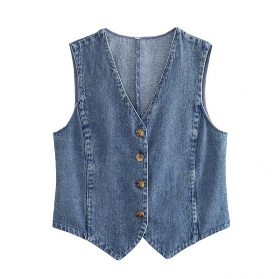 Y2K New Summer EU-US Style Women's Denim Vest Top