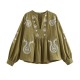Y2K Women's Summer EU-US Style Loose Cotton Embroidered Blouse