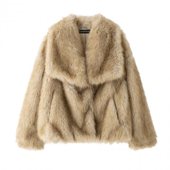 Women's Winter EU-US Fashion Elegant Celebrity Style Faux Fur Coat