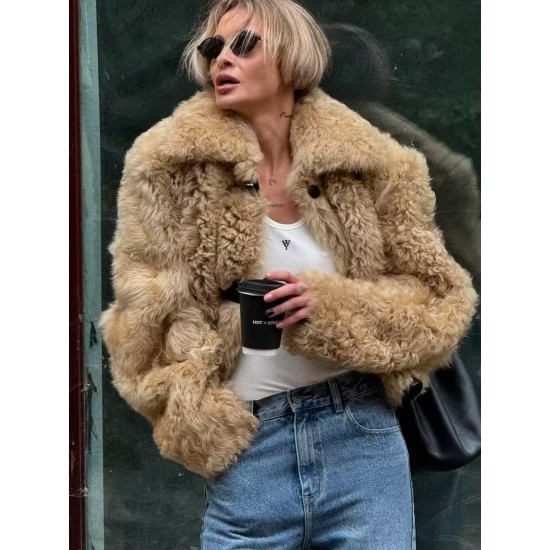 Women's Winter EU-US Style Lapel Long Sleeve Single-Breasted Faux Fur Coat